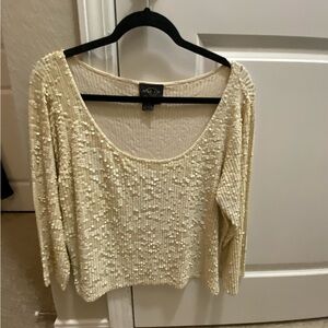 Elegant Cream Sequin Sweater